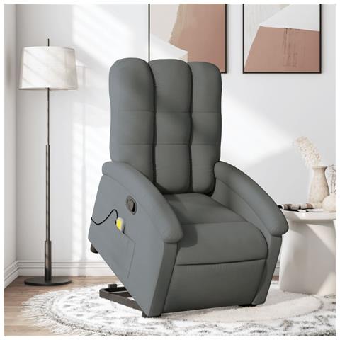 Poltrona Alzapersona Massaggi Reclinabile Grigio Scuro Tessuto - Foto 2