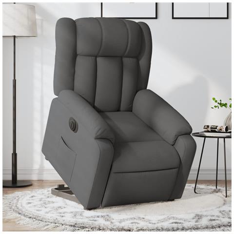 Poltrona Alzapersona Reclinabile Elettrica Grigio Scuro Tessuto - Foto 2