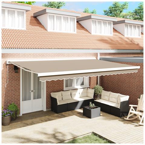 Tenda Retrattile Automatica Beige 500x300 cm, Tessuto di ricambio per tenda  per telaio 5x3 m beige - Foto 2