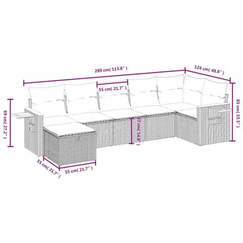 Set Divani da Giardino con Cuscini 7pz Nero Polyrattan - Foto 4
