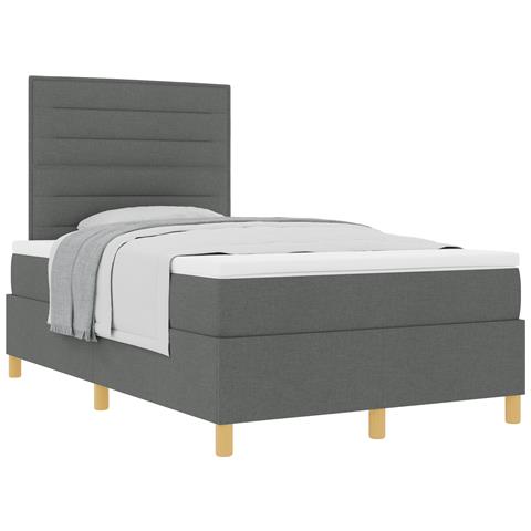 Letto a molle e materasso grigio scuro 120x200 cm in tessuto - Foto 1