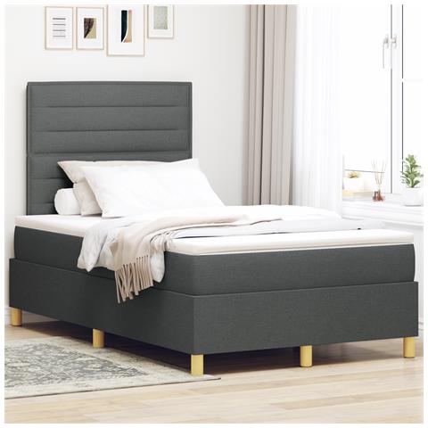 Letto a molle e materasso grigio scuro 120x200 cm in tessuto - Foto 2