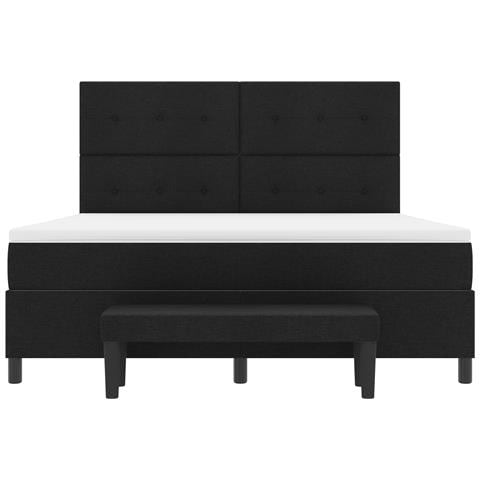 Letto Box Spring con Materasso & Panchina Nera 180x200 cm Tessuto - Foto 9