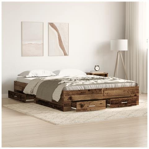 Letto con Cassetti Legno antico Legno ingegnerizzato 140 x 200 cm - Foto 2