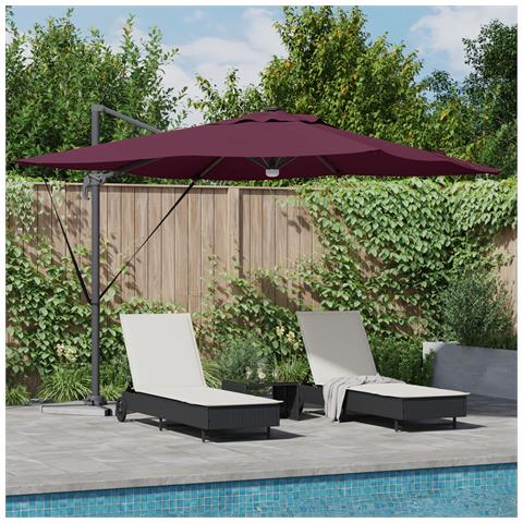 Ombrellone a sbalzo Roma con LED Borgogna 286x285x270 cm Alluminio - Foto 2