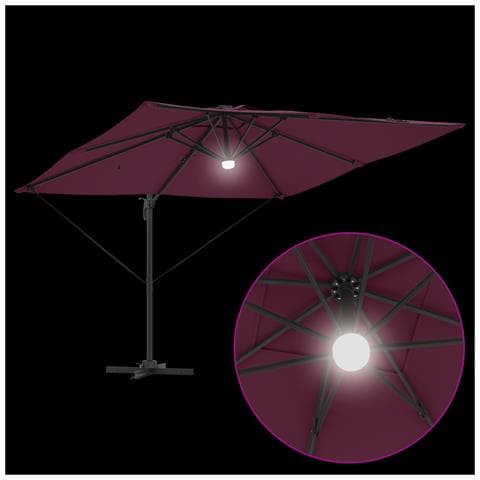 Ombrellone a sbalzo Roma con LED Borgogna 286x285x270 cm Alluminio - Foto 9