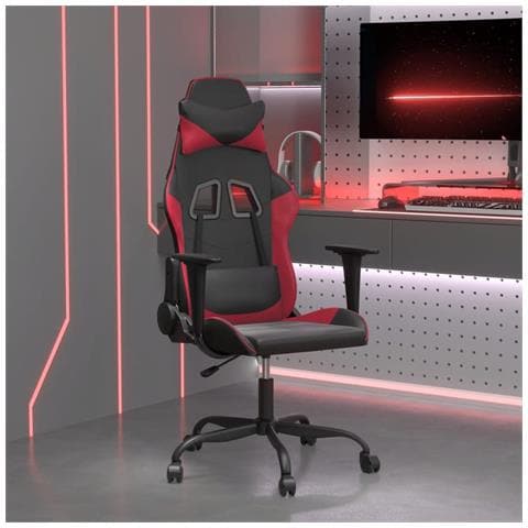 Lusso Casadino -  Sedia Gaming Massaggio Nero E Rosso Vino In Similpelle - Foto 8