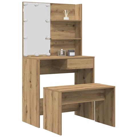 Set Toeletta con LED Rovere Artigianale in Legno Multistrato - Foto 2