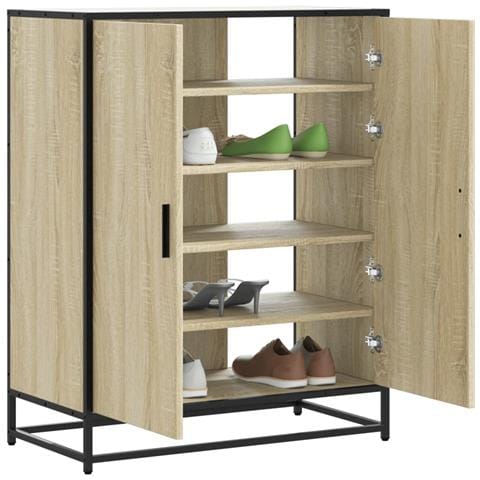 Scarpiera Rovere Sonoma 75x38x97,5 cm Legno Multistrato Metallo - Foto 2