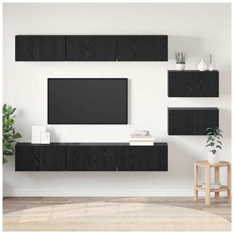 Set mobile TV 8 pz Rovere Nero Legno ingegnerizzato - Foto 2