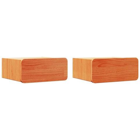 Comodino con cassetto 2 pcs Cera marrone 39 x 34 x 16.5 cm - Foto 1