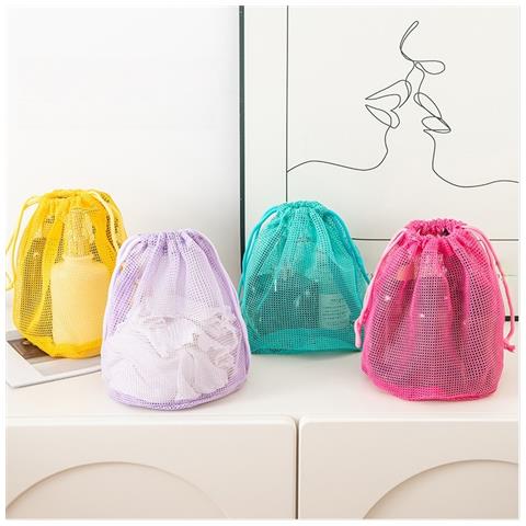 Borsa Da Toilette Portatile In Rete Viola - Organizer Da Viaggio Traspirante - Foto 5