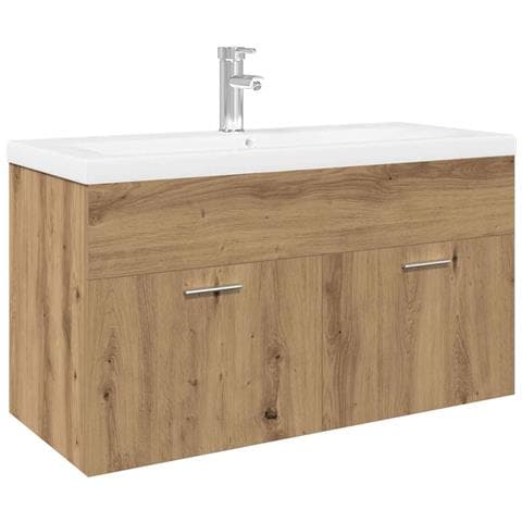 Mobile Bagno Lavabo Integrato Rovere Artigianale in Truciolato - Foto 1