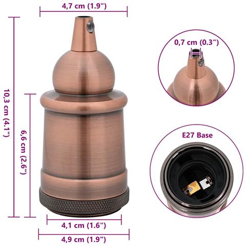 Portalampade 2 pz Rosso Bronzo E27 - Foto 8
