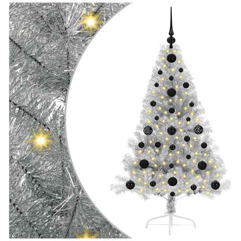 Albero di Natale artificiale con luci integrate Argento 120 cm - Foto 1