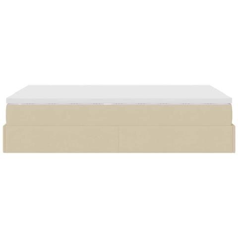 Struttura Letto Pouf con Materasso Crema 120x190 cm in Tessuto - Foto 9