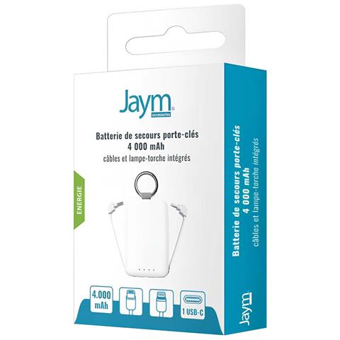 Powerbank Batteria Di Emergenza 4000mah Con Cavi, Lampada E Anello Portachiavi, Bianco - Foto 2