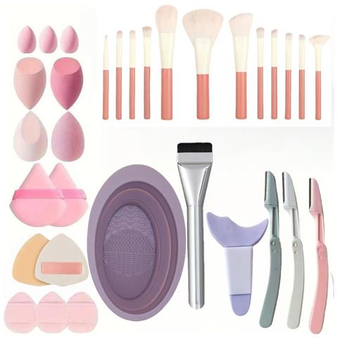 Set Di Pennelli Trucco Festivi E Spugne Di Bellezza Diverse - Kit Completo Di Strumenti Per Il Trucco - Foto 1
