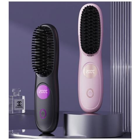 Spazzola Lisciante Senza Fili: Ricaricabile, Portatile, Con 3 Impostazioni Di Temperatura Pink - Foto 6