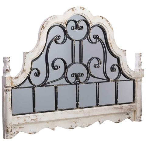 Specchio Da Parete In Legno E Metallo Invecchiato Bianco 128,5x6,5x89h - Foto 1