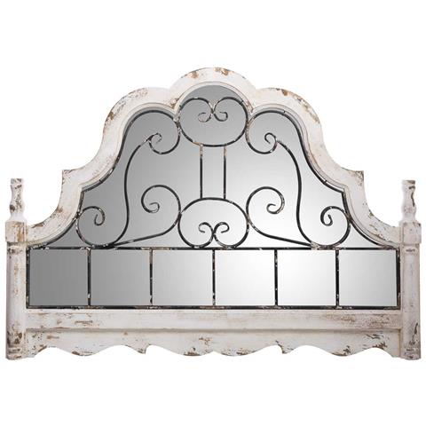 Specchio Da Parete In Legno E Metallo Invecchiato Bianco 128,5x6,5x89h - Foto 2