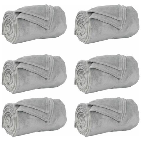 Coperte da Pile 6 pcs Grigio 130 x 150 cm Panno - Foto 1