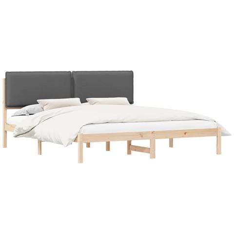 Letto con Testiera Rivestita Grigio scuro 200 x 200 cm - Foto 1