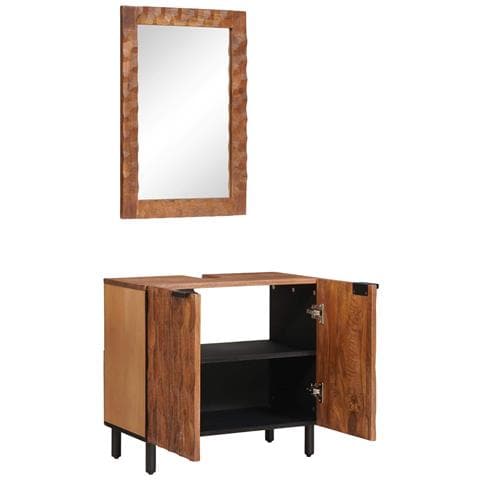 Set da Bagno con archiviazione 2 pcs Acacia Marrone Winish - Foto 1