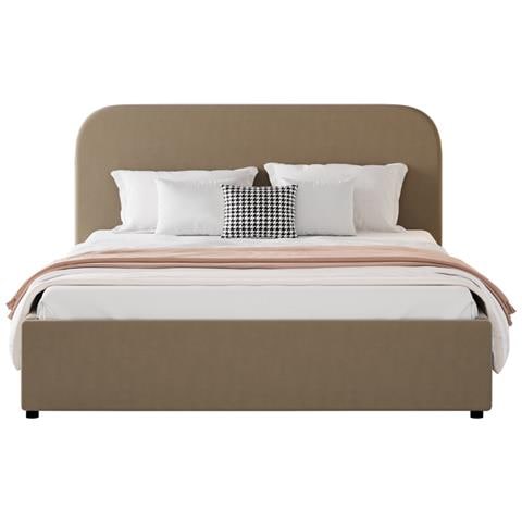 Houston Letto Con Contenitore 140x190 Cm In Velluto Tortora - Foto 2