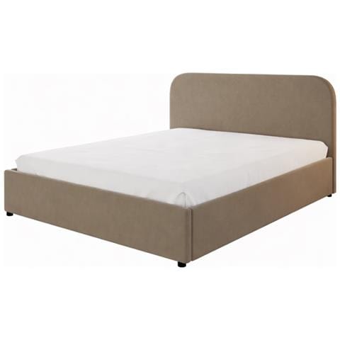 Houston Letto Con Contenitore 140x190 Cm In Velluto Tortora - Foto 1