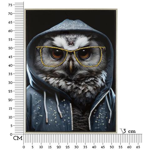 Dipinto Su Tela Edvy Gufo Hipster Con Cornice, 53x73 Cm - Foto 7