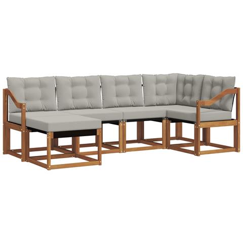 Set di divani da esterno 6 pcs Grigio Naturale e Chiaro - Foto 1