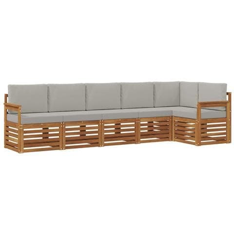 Set divani con cuscino 6 pcs Grigio Naturale e Chiaro - Foto 1
