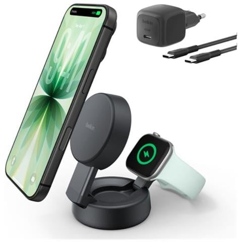 Caricabatterie Wireless 2 in 1 BoostCharge Pro Qi2 25W - Grigio - Foto 1
