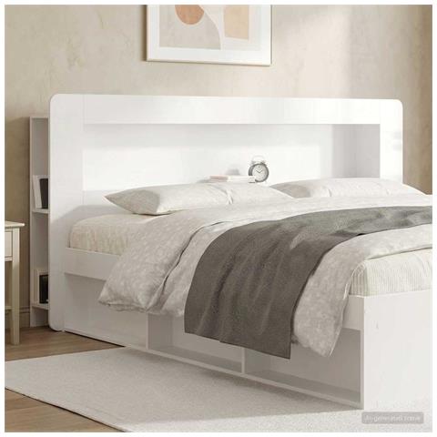 Testata del letto Bianco Lucido Legno ingegnerizzato - Foto 2