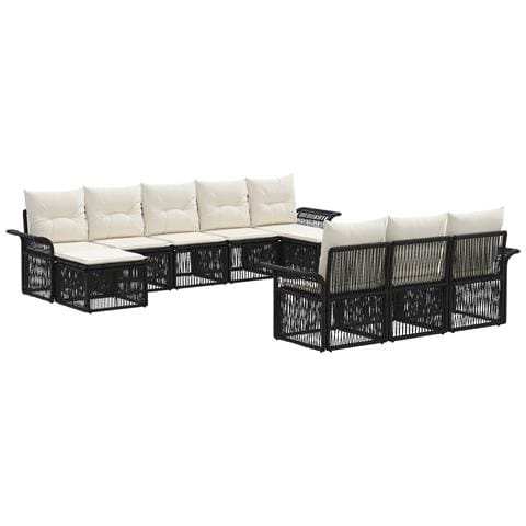 Set Divano da Giardino 10 pcs Nero polyrattan - Foto 1