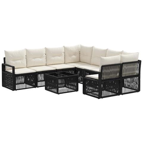 Set Divano da Giardino 9 pz Nero polyrattan - Foto 1