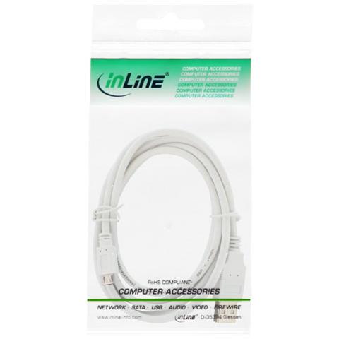 0.5m USB 2.0 A - micro B 0.5m USB A Micro-USB B Bianco cavo USB - Foto 1