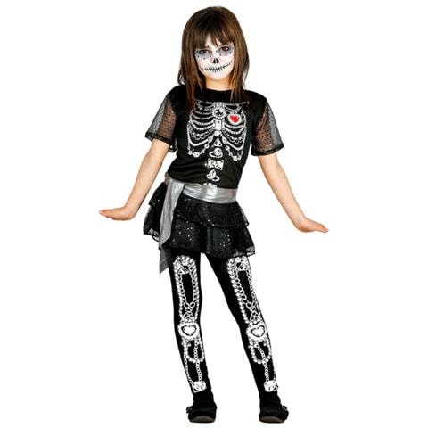 Costume Da Scheletro Per Bambine Alte 140/158 Cm 10/12 Anni - Foto 1