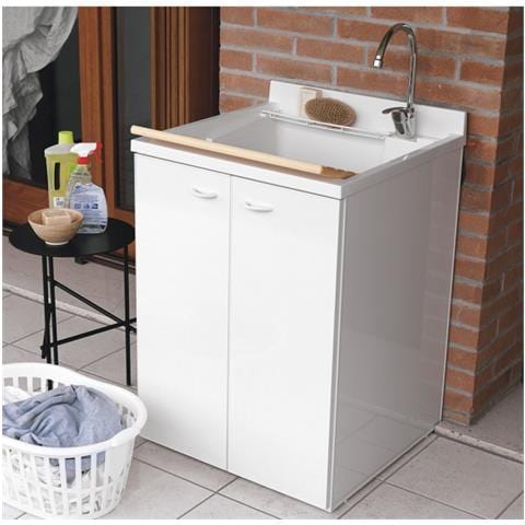 Mobile Lavatoio Per Esterno A 2 Ante   Forte 60x60 Cm Con Asse Bianco - 60 Cm Bianco A Magazzino - Foto 1