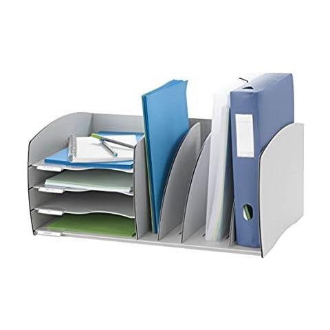 Organizer Da Scrivania In Polistirene Ultraresistente, 54,3 X 34 X 24,5 Cm, Colore Grigio - Foto 2