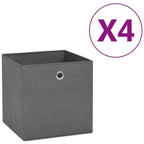Contenitori 4 pz in Tessuto non Tessuto 28x28x28 cm Grigio - Foto 1
