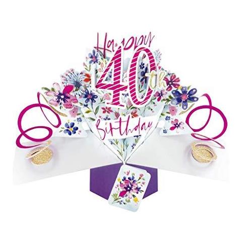 Second Nature Femminile 40th Birthday Pop Up Card Con Fiori - Foto 1
