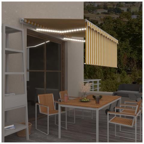 Tenda Sole Retrattile Manuale Parasole LED 3x2,5m Gialla Bianca - Foto 7