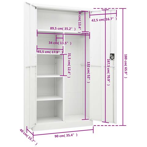 Armadio con Ripiani Bianco 90x40x180 cm in Acciaio - Foto 14