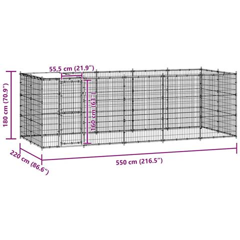 Gabbia Per Cani Da Esterno In Acciaio Con Tetto 12,1 M - Foto 9