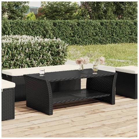 Tavolino Nero 100x50x40 Cm In Polyrattan - Foto 1