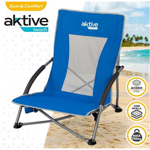 Sedia Da Spiaggia Aktive Azzurro 50 X 67 X 51 Cm (4 Unità) - Foto 6