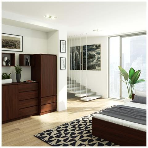 Armadio A 2 Ante Battenti E Cassetti S60, 60x51x180 cm, Colore Weng? - Foto 7