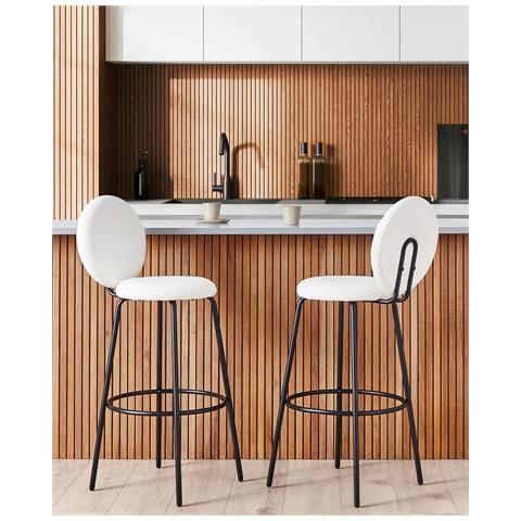 Set Di 2 Sedie Alte Emery Bouclé Bianco - Foto 1